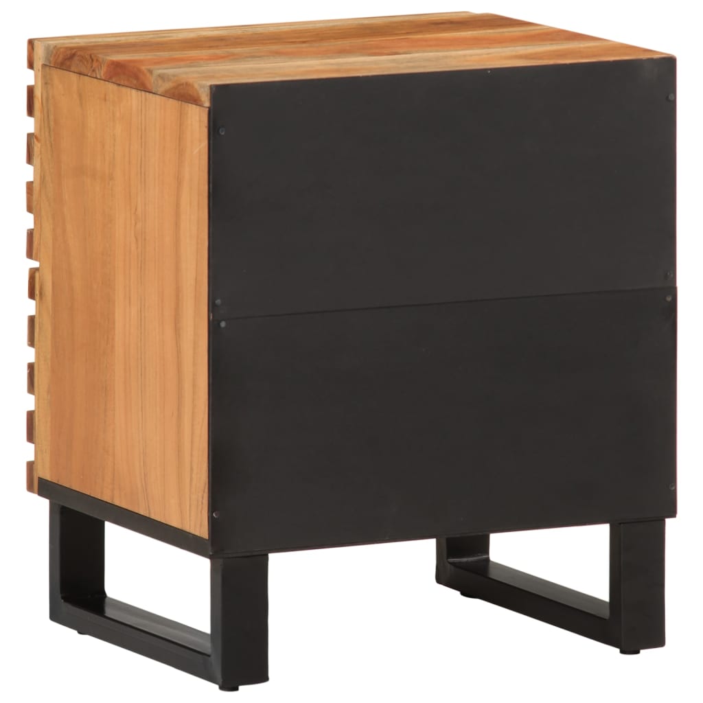 Mesita De Noche De Madera Maciza De Acacia 40x34x46 Cm_3