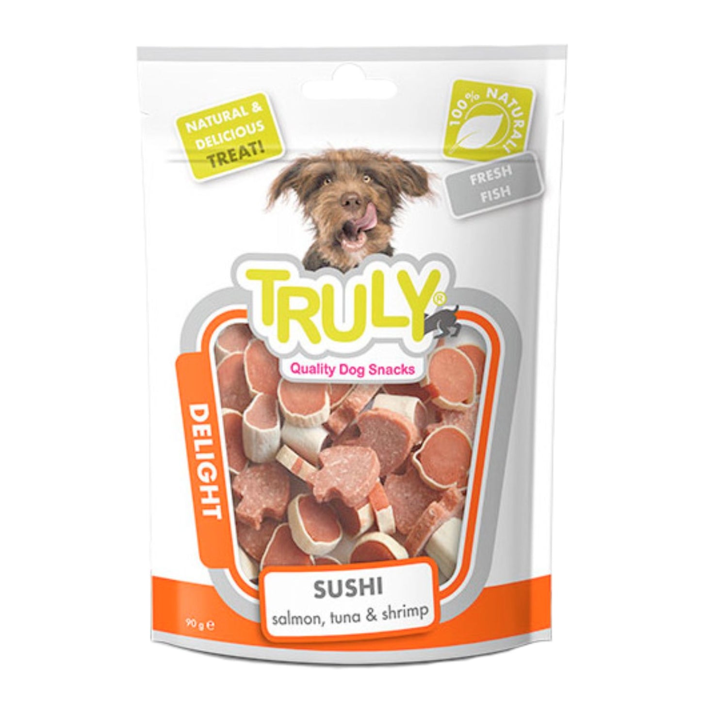 Snack Semihumedo Para Perro Truly Sushi Mix 15 Bolsas X 90 Gr_0
