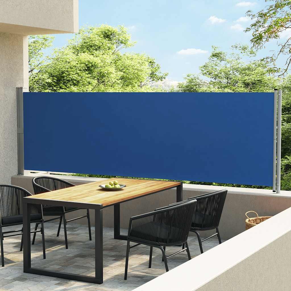 Vidaxl Toldo Lateral Retráctil Para Patio Azul 140x600 Cm_1