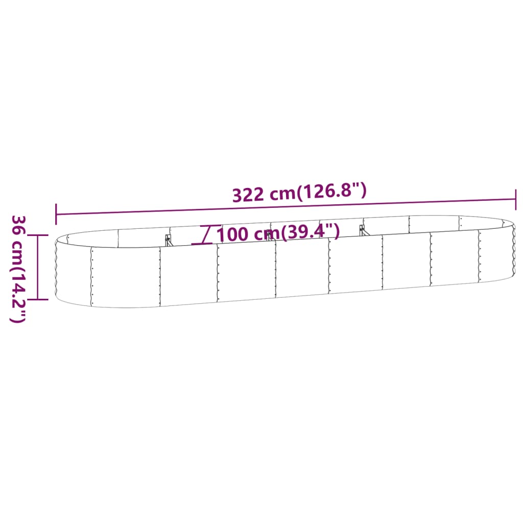 Jardinera Arriate Acero Galvanizado Plata 322x100x36 Cm_5