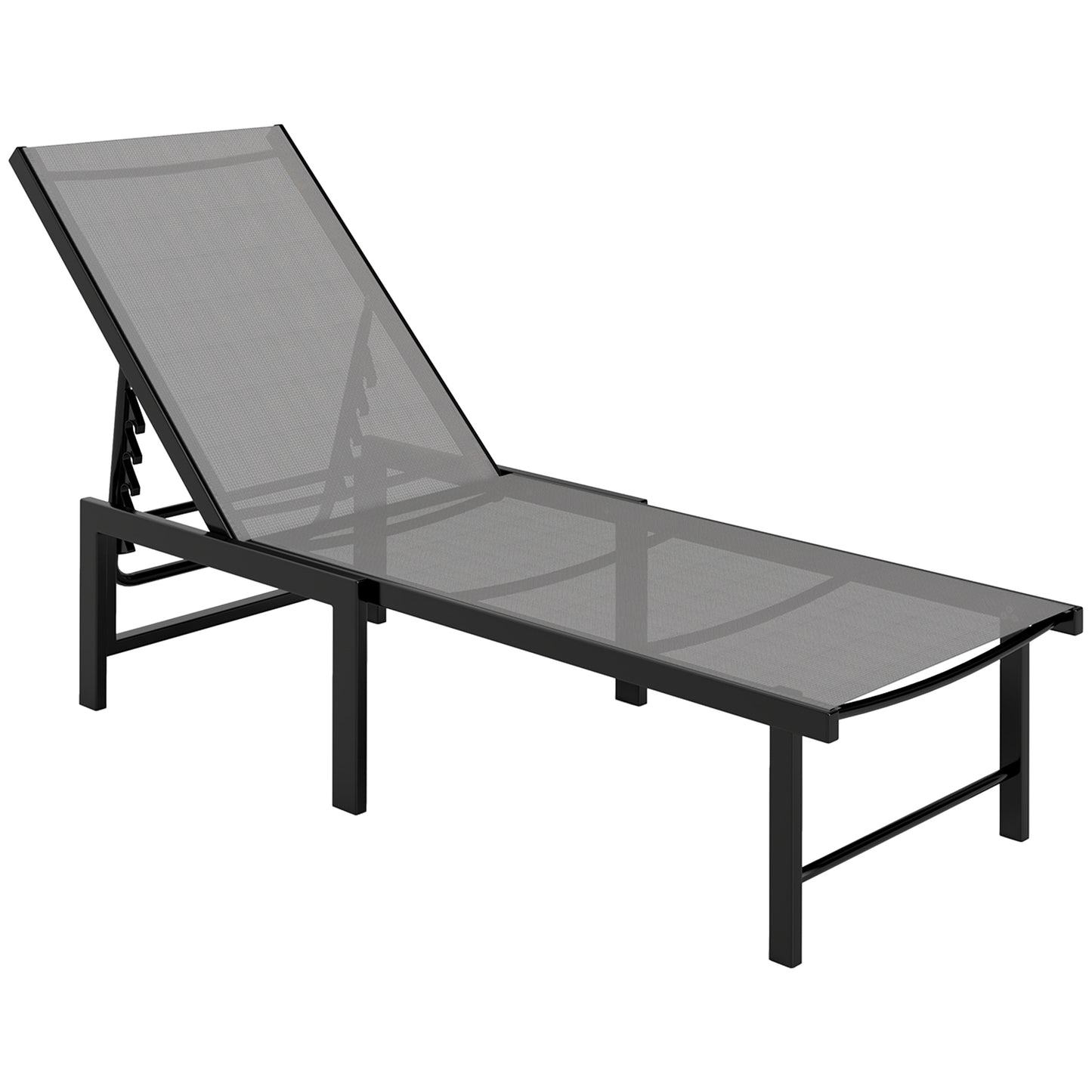 Outsunny Tumbona Jardín Exterior Con Respaldo Ajustable 166x60x84 Cm Gris_0
