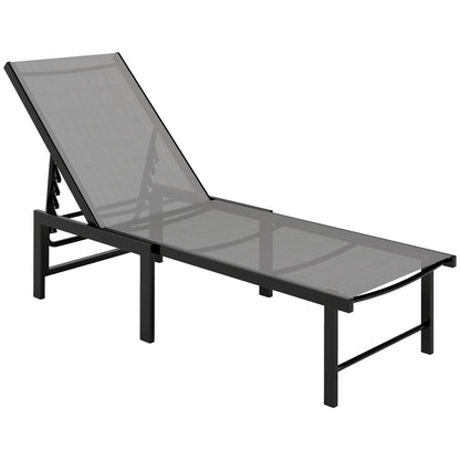 Outsunny Tumbona Jardín Exterior Con Respaldo Ajustable 166x60x84 Cm Gris_0