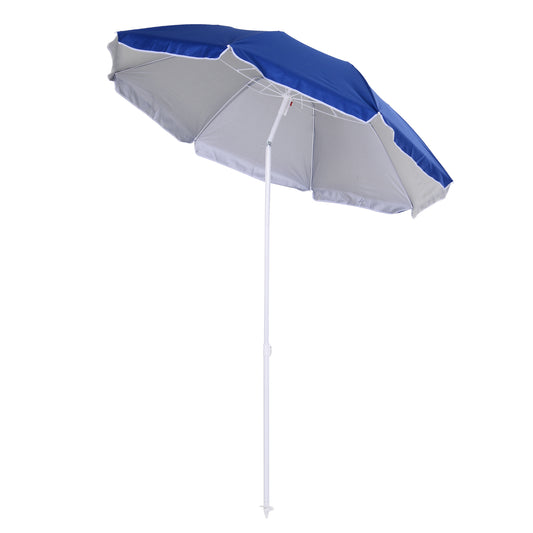 Outsunny Sombrilla De Playa Grande Ø160 Cm Protección Uv Impermeable Azul_0