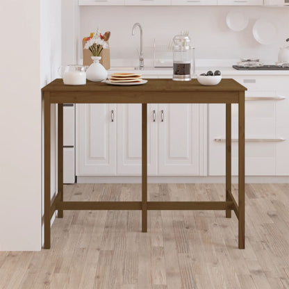 Mesa Alta De Bar Madera Maciza De Pino Marrón Miel 140x80x110cm_3