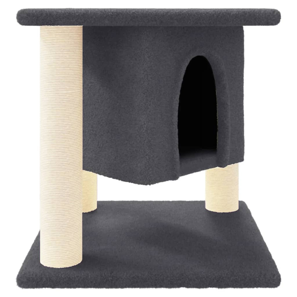 Vidaxl Rascador Para Gatos Con Postes De Sisal Gris Oscuro 37 Cm_0