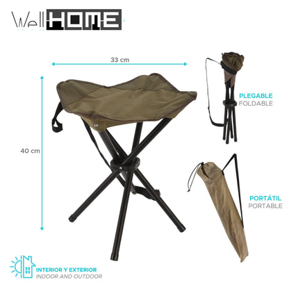 Well Home Taburete Con 4 Patas Plegable En Acero Y Poliéster 33x33x40cm_1