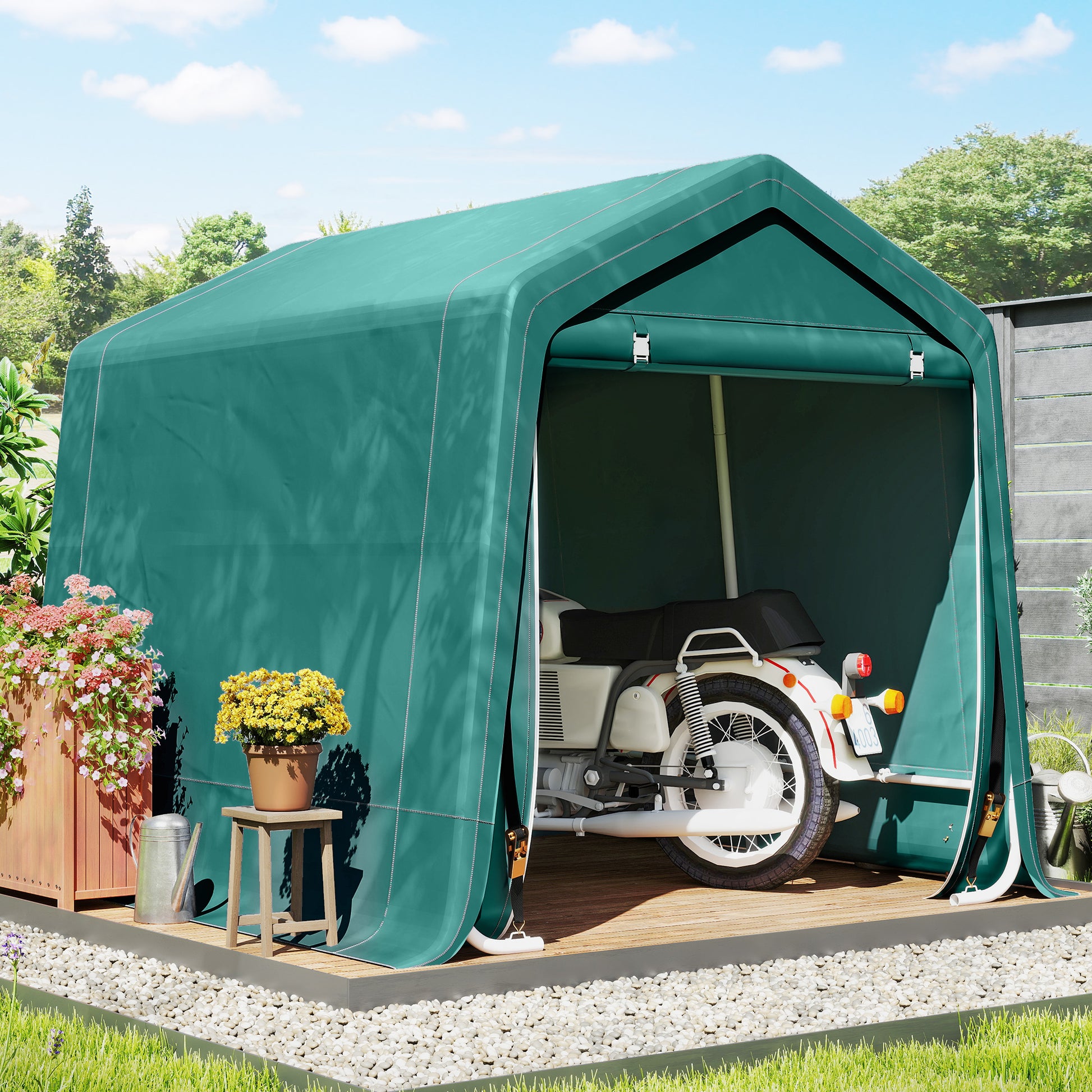 Outsunny Carpa De Jardín Exterior 2,4x2x2 M Con 2 Puertas Con Cremallera Verde_1