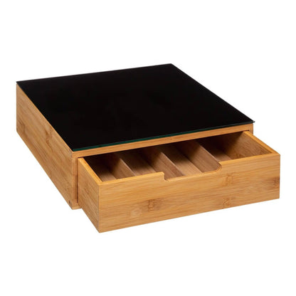 Well Home Portacápsulas Con 2 Cajones En Bambú 30x30x10cm