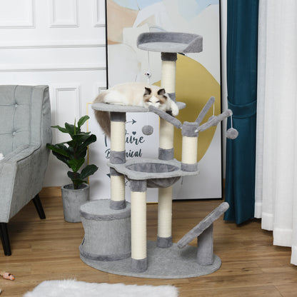 Pawhut Árbol Rascador Para Gatos Grande 80x55x122cm Hamaca Plataformas Juguetes_1