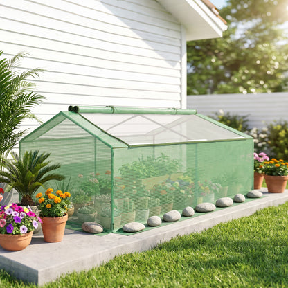 Outsunny Invernadero De Terraza 180x90x70 Cm Con 2 Ventanas Enrollables Verde_1