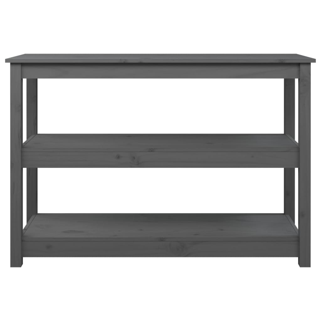Mesa Consola De Madera Maciza De Pino Gris 110x40x74 Cm_3