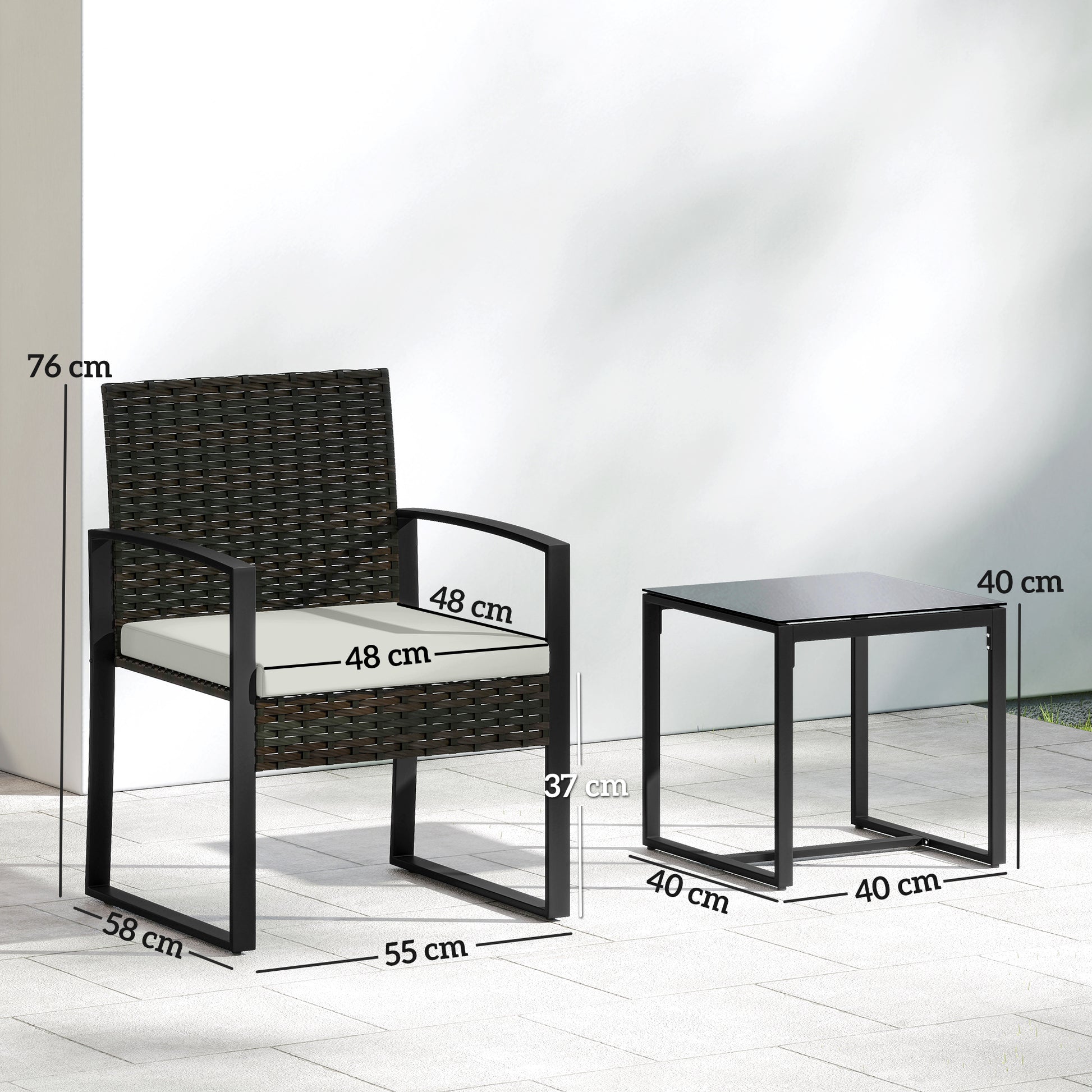 Outsunny Muebles De Jardín Con 2 Sillas Con Cojines Lavables Y Mesa De Vidrio_2