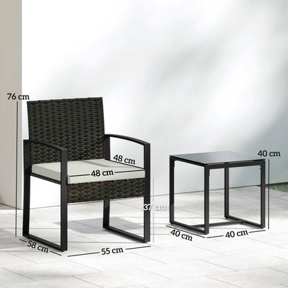 Outsunny Muebles De Jardín Con 2 Sillas Con Cojines Lavables Y Mesa De Vidrio_2