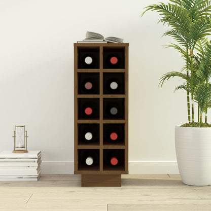 Botellero Madera Maciza De Pino Marrón Miel 23x34x61 Cm_2