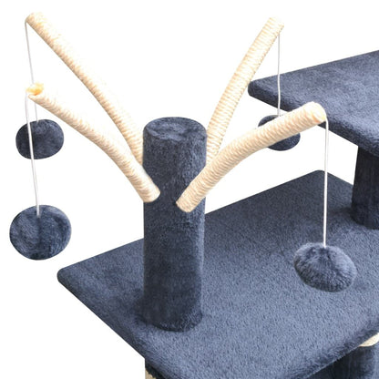 Vidaxl Rascador Para Gatos Poste Rascador De Sisal 125 Cm Azul Oscuro_3