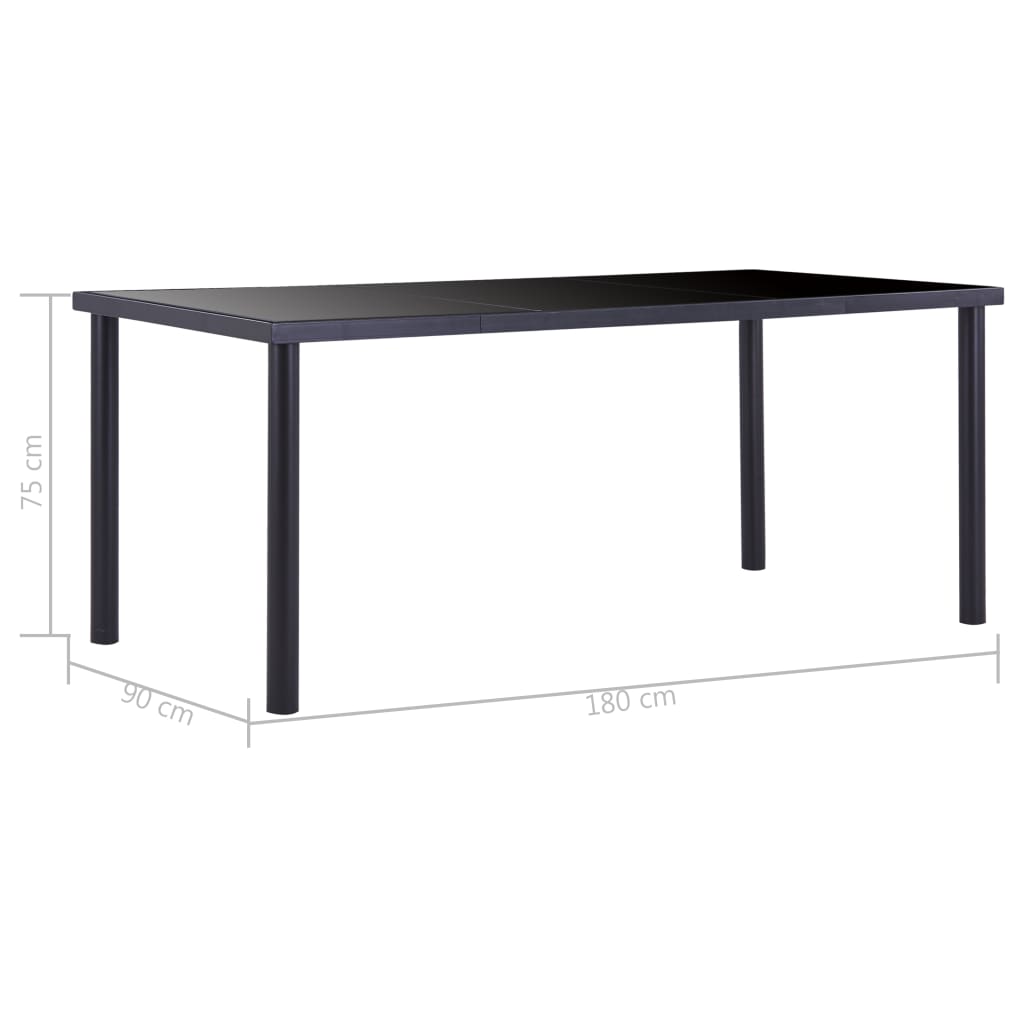 Mesa De Comedor De Vidrio Templado Negro 180x90x75 Cm_3