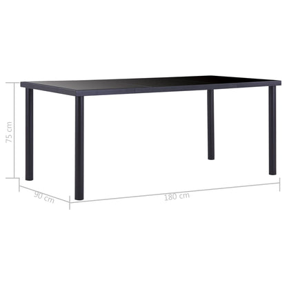 Mesa De Comedor De Vidrio Templado Negro 180x90x75 Cm_3