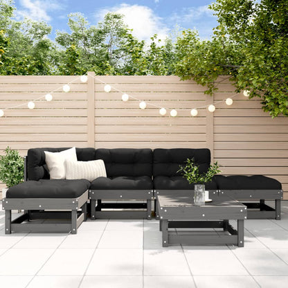 Vidaxl Mesa Y Taburetes Altos Jardín 6 Pzas Madera Maciza De Pino Gris_1