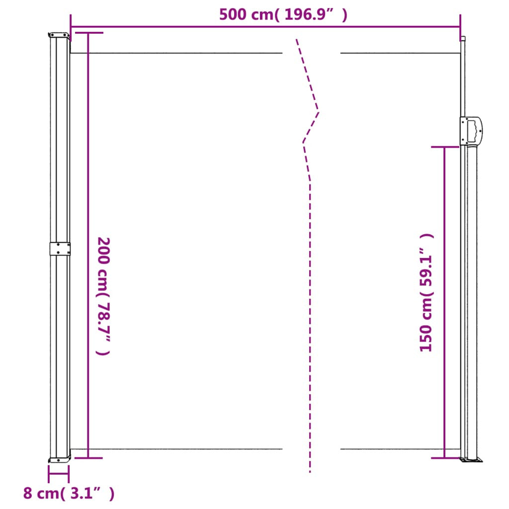 Vidaxl Toldo Lateral Retráctil Rojo 200x500 Cm_2