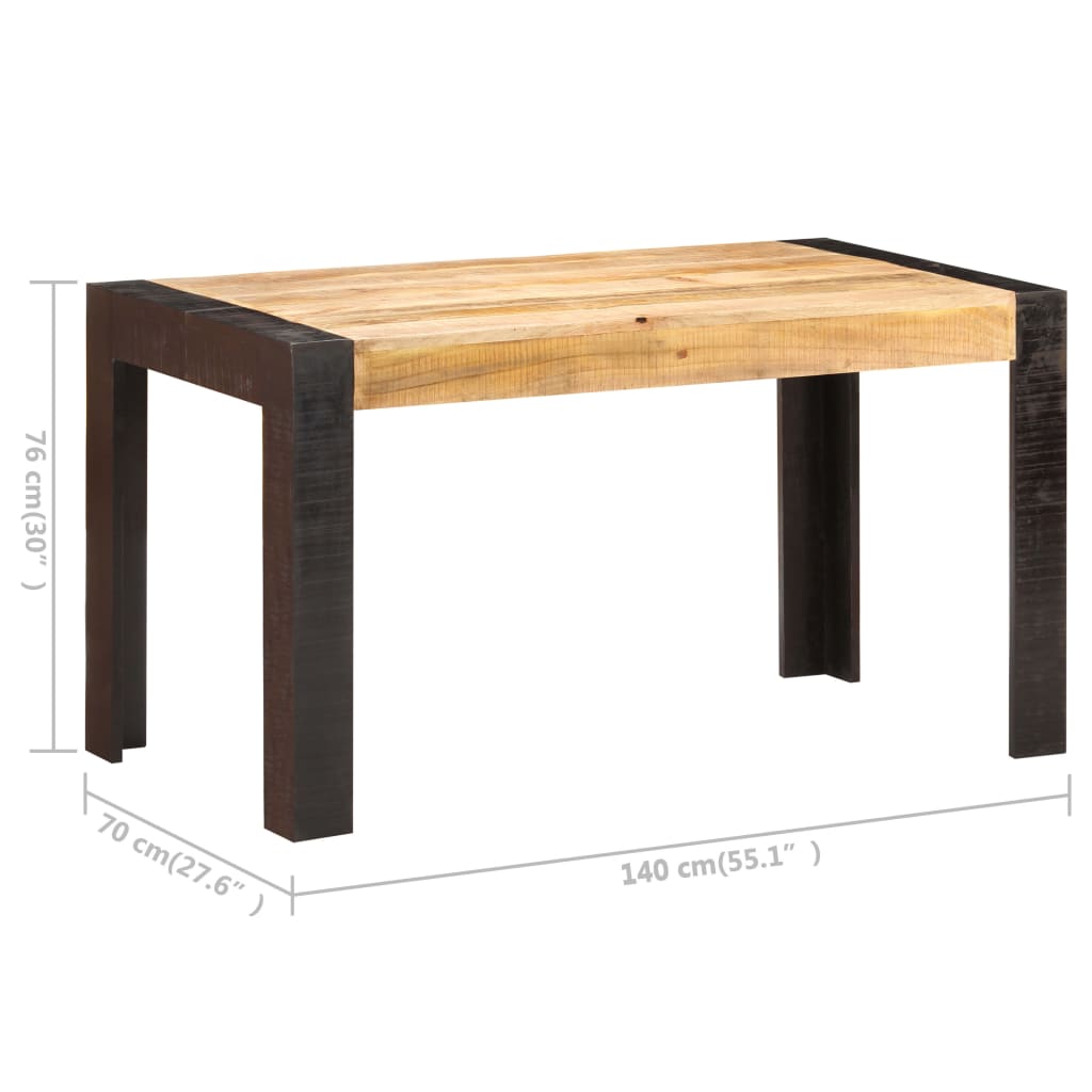Mesa De Comedor Madera Maciza De Mango En Bruto 140x70x76 Cm_4