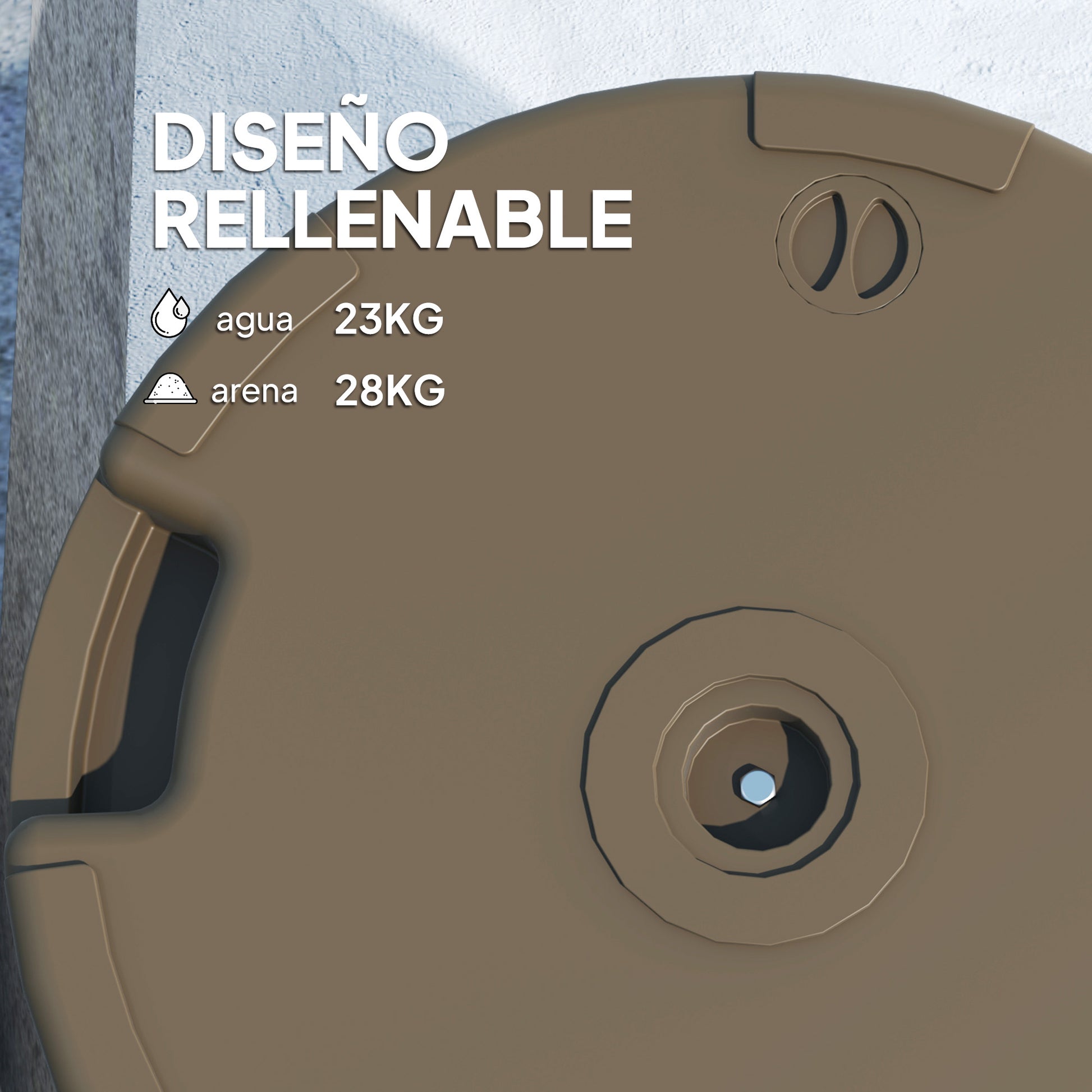 Outsunny Base Para Sombrilla Redonda Rellenable Con Agua 23l O Arena 28kg Marrón_3