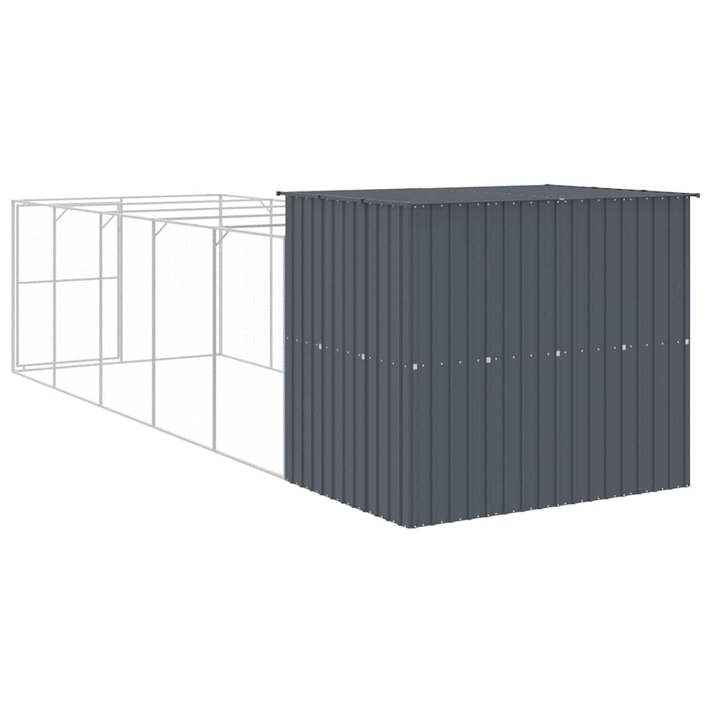 Vidaxl Caseta Perros Con Corral Acero Galvanizado Gris 214x661x181 Cm_4