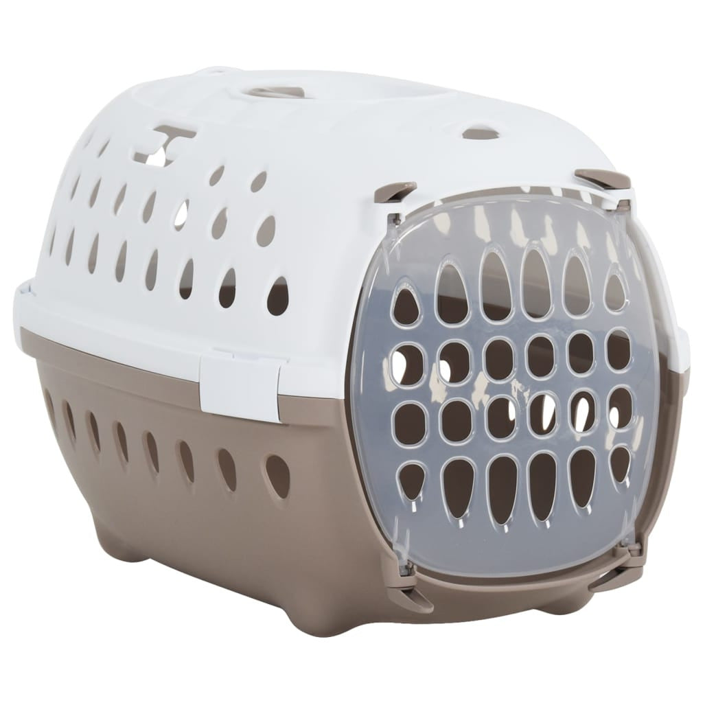 Vidaxl Trasportín De Mascotas Pp Blanco Y Marrón 50x34,5x32 Cm_0