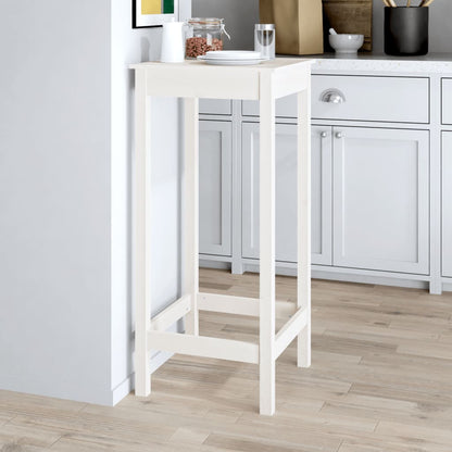 Mesa Alta De Bar Madera Maciza De Pino Blanco 50x50x110 Cm_1
