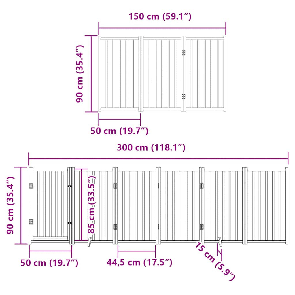 Vidaxl Puerta De Perros Plegable 9 Paneles Madera Álamo Marrón 450 Cm_2