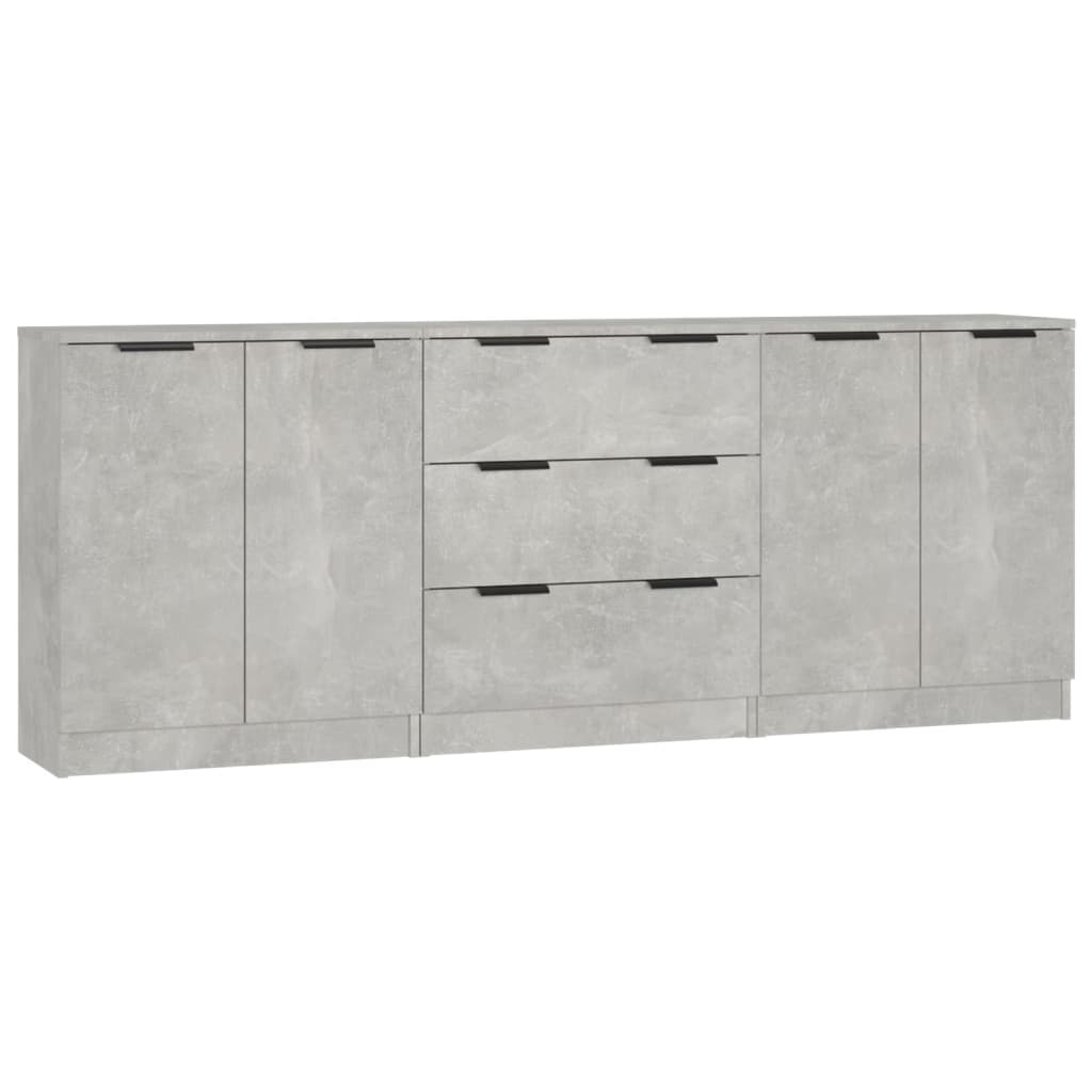 Aparador De 3 Piezas Madera Contrachapada Gris Hormigón_1