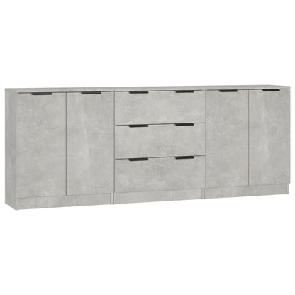 Aparador De 3 Piezas Madera Contrachapada Gris Hormigón_1