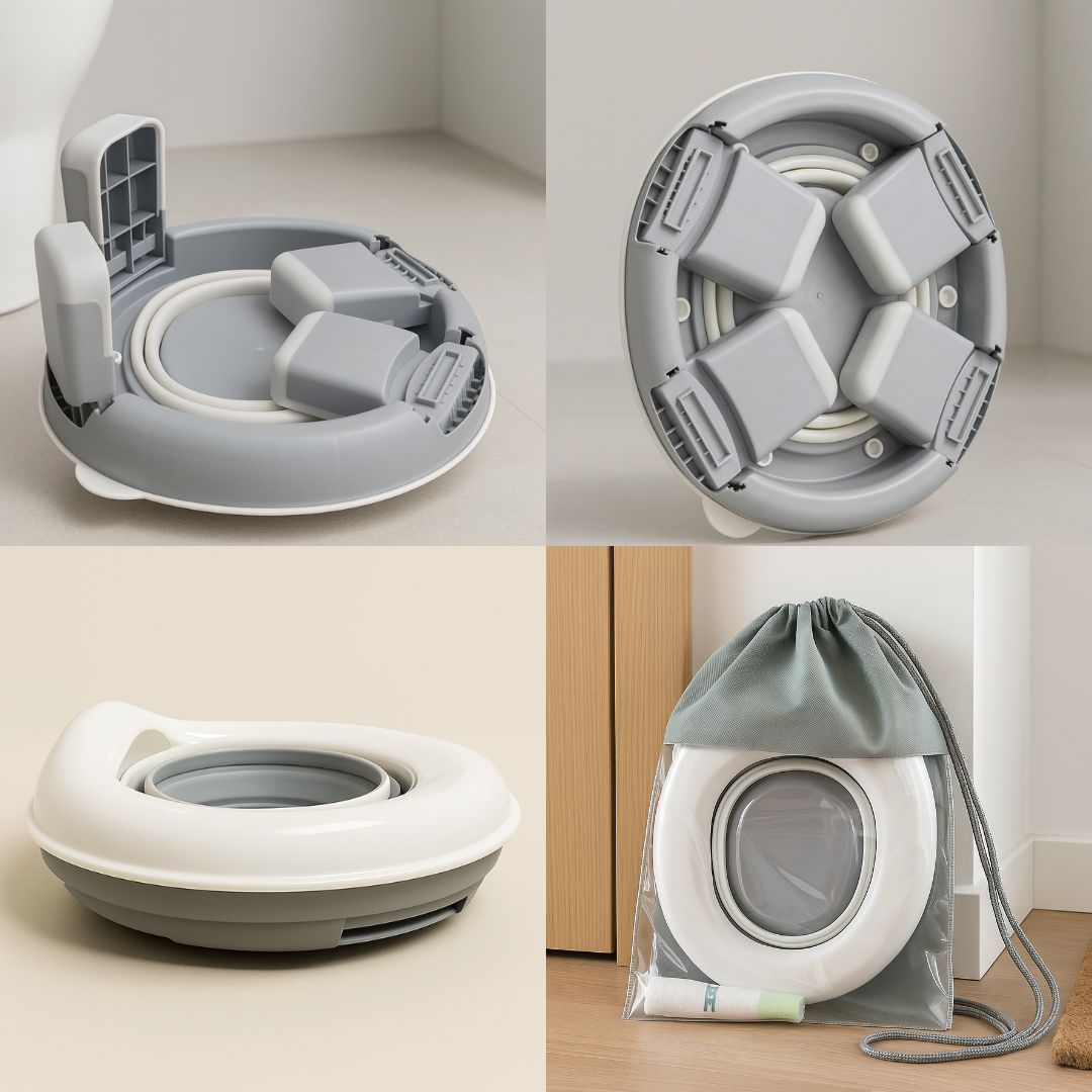 Orinal Infantil Multifunción Plegable, Color Gris Y Blanco Bathby_1