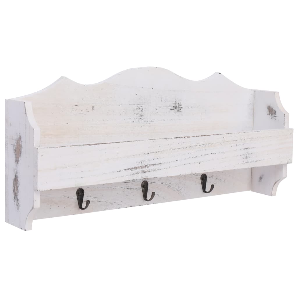 Perchero De Pared De Madera Blanco 50x10x23 Cm_1
