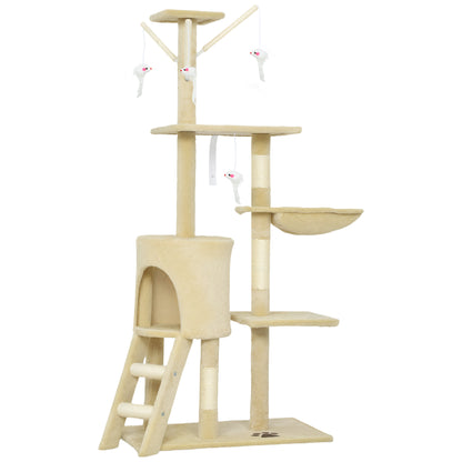 Pawhut Árbol Rascador Para Gatos Grande Altura 134 Cm Con 6 Postes De Sisal_0