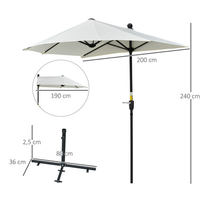 Outsunny Sombrilla De Pared Jardín 200x190x240cm Con Manivela Para Terraza Crema_2