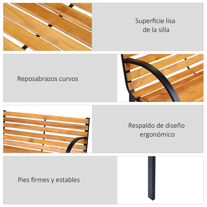 Outsunny Banco De Jardín De 2 Plazas 122x60x83 Cm Con Respaldo Y Apoyabrazos_3