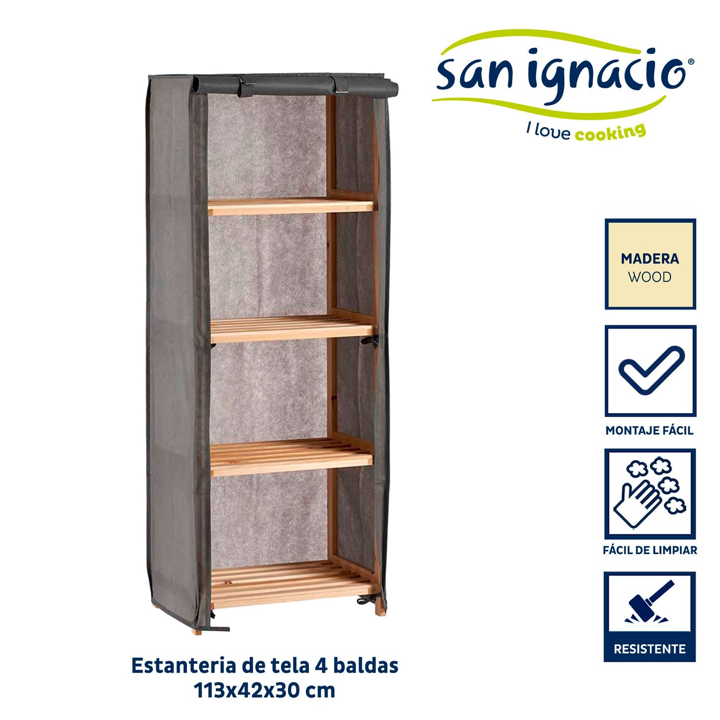 Estantería Tela Gris Kipit – Elegante Y Funcional Para Cualquier Espacio_1