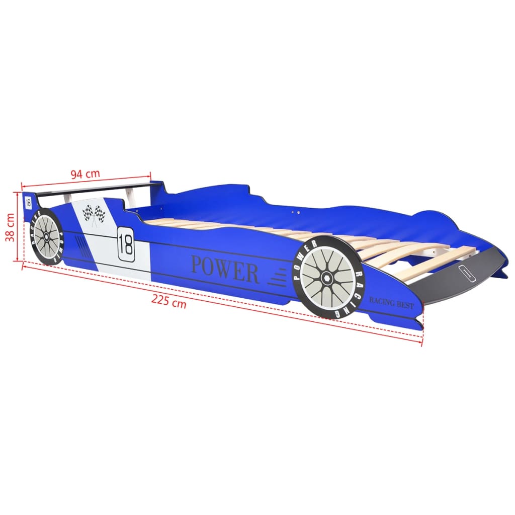 Cama Infantil Con Forma De Coche Carreras Y Led 90x200 Cm Azul / Vetonek_4