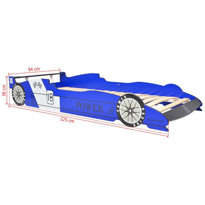 Cama Infantil Con Forma De Coche Carreras Y Led 90x200 Cm Azul / Vetonek_4