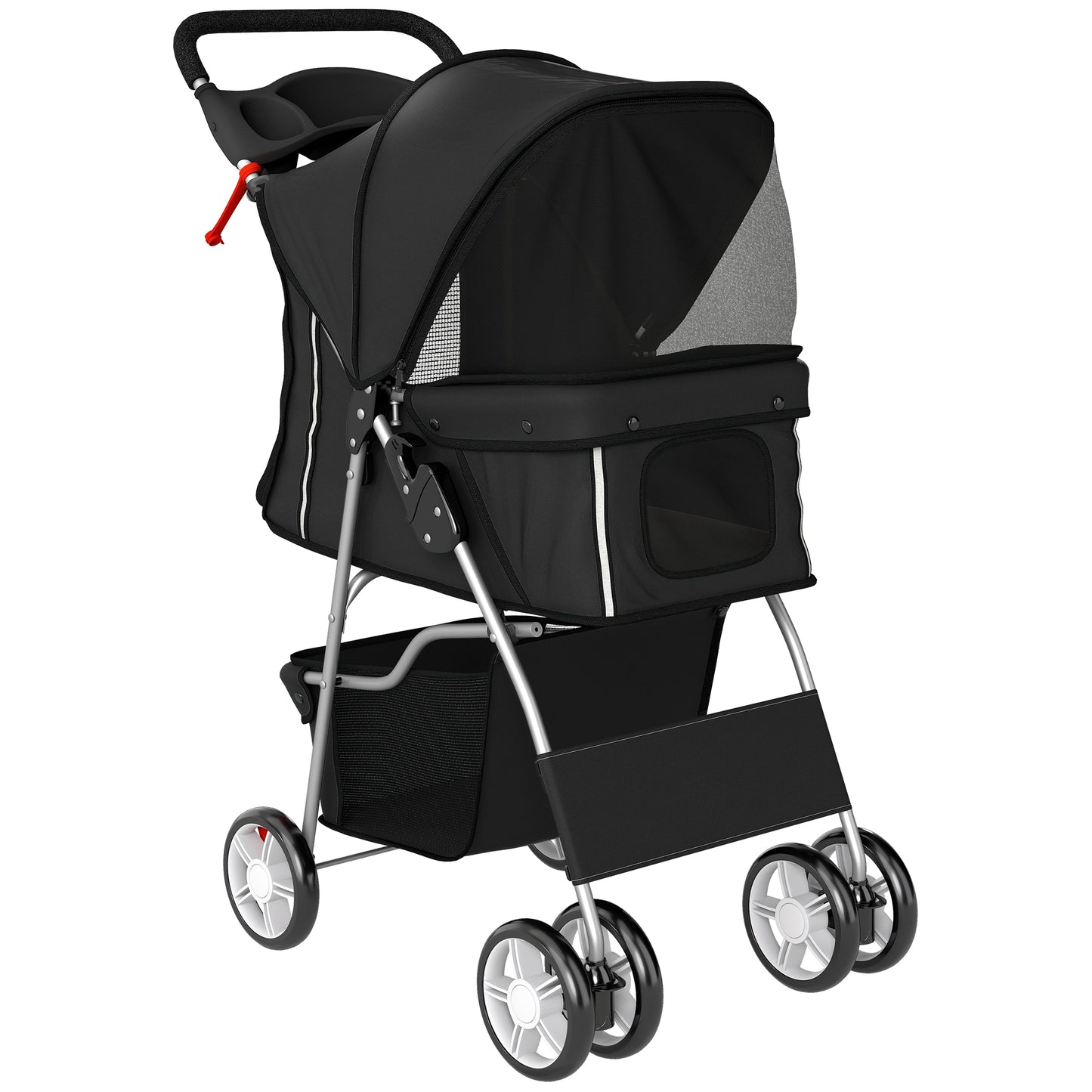 Pawhut Carrito Para Perros Plegable Con Cesta De Almacenaje 77x44x102 Cm Negro_0