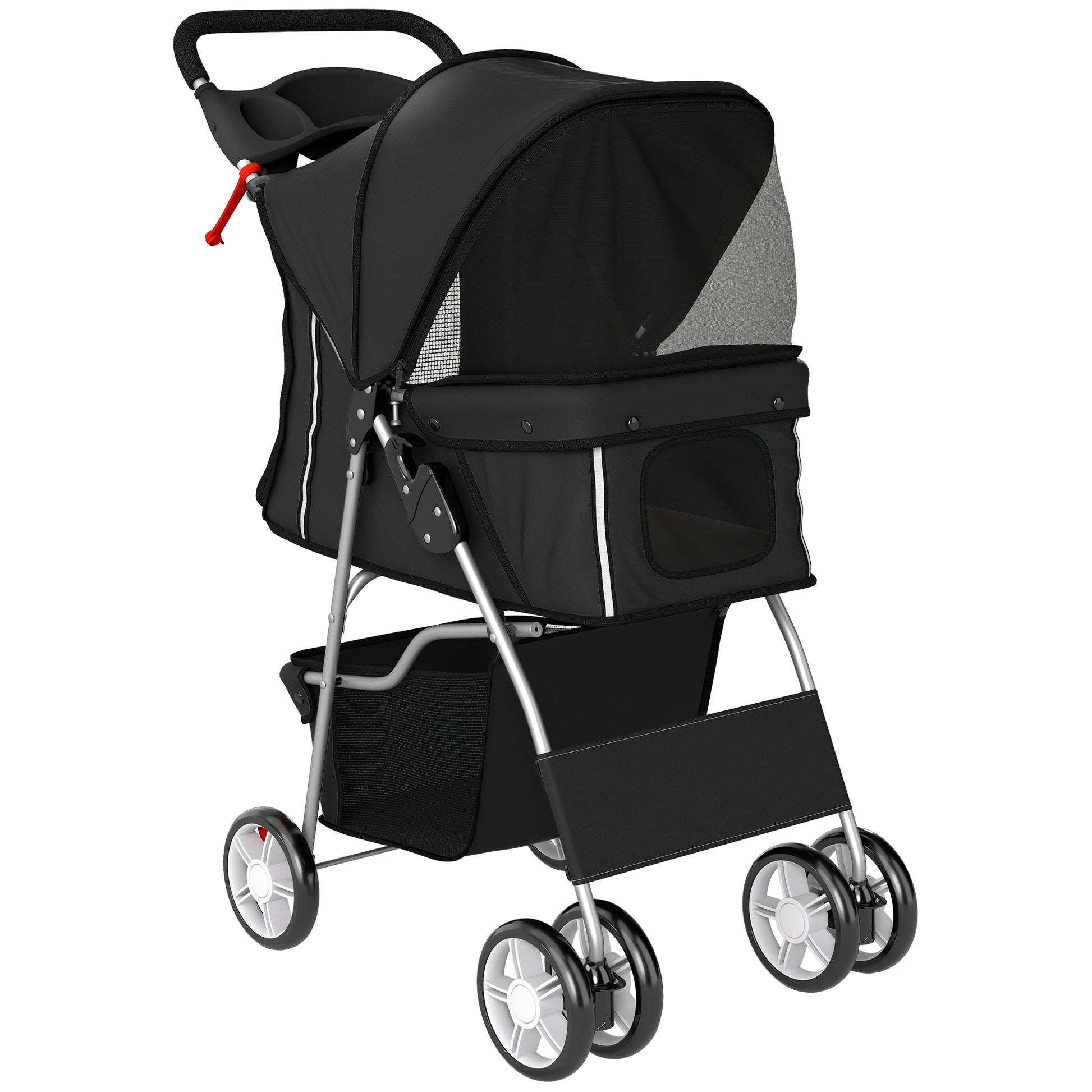 Pawhut Carrito Para Perros Plegable Con Cesta De Almacenaje 77x44x102 Cm Negro_0