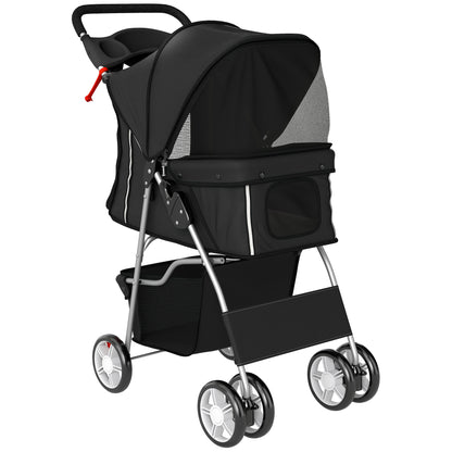 Pawhut Carrito Para Perros Plegable Con Cesta De Almacenaje 77x44x102 Cm Negro_0