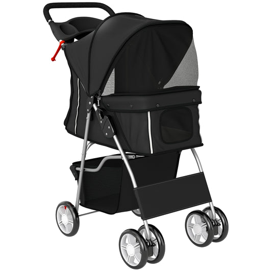 Pawhut Carrito Para Perros Plegable Con Cesta De Almacenaje 77x44x102 Cm Negro_0