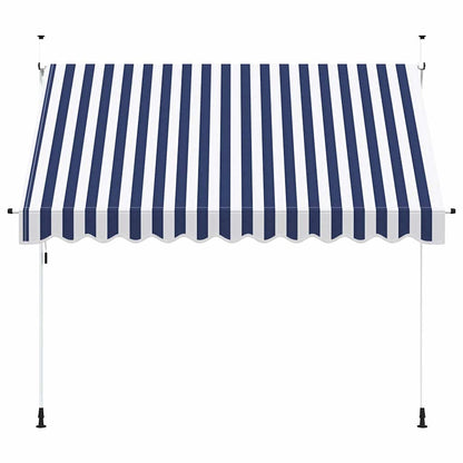 Toldo Manual Retráctil Azul Y Blanco A Rayas 300 Cm_2