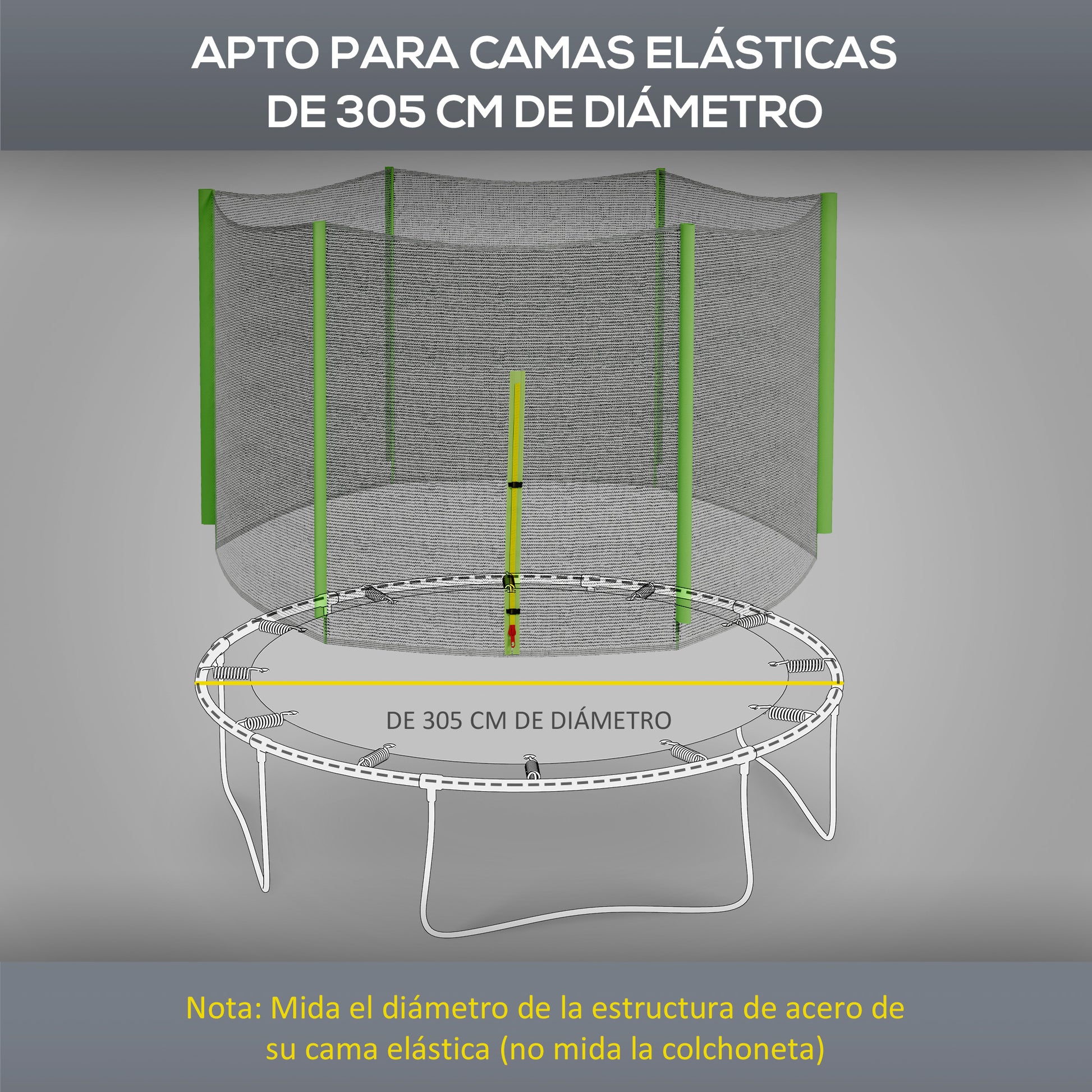 Sportnow Red De Seguridad Para Cama Elástica Ø305 Cm Verde_3