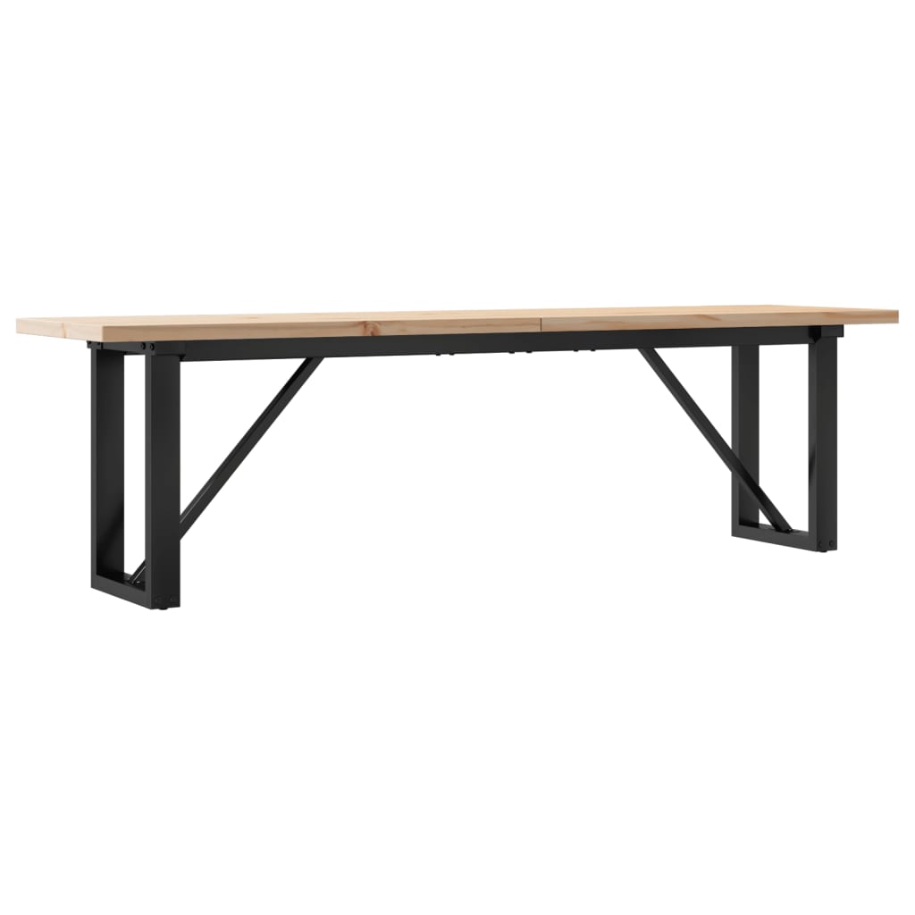 Mesa De Centro Marco O Madera Maciza Pino Y Acero 160x40x45,5cm_0
