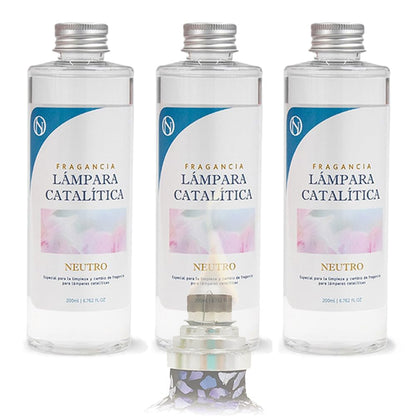 Pack 3x Fragancia Neutra Para Lámpara Catalítica 200ml: Líquido Limpiador: Limpieza Mechas Y Cambios Fragancia_0