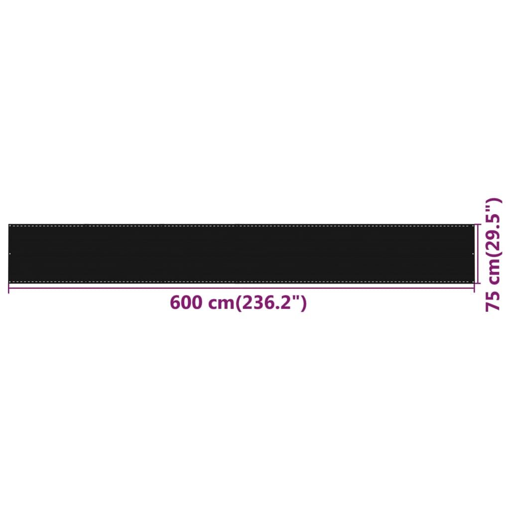 Vidaxl Toldo Para Balcón Hdpe Negro 75x600 Cm_4