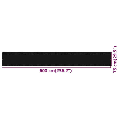 Vidaxl Toldo Para Balcón Hdpe Negro 75x600 Cm_4
