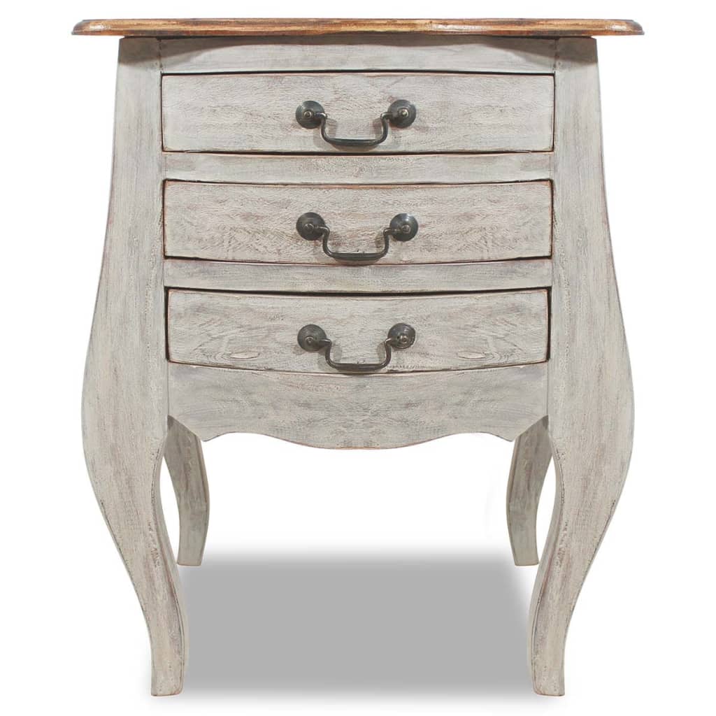 Mesita De Noche De Madera Maciza De Caoba 48x35x64 Cm_0